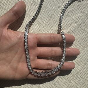 Elegant Silver Bridal Hexagonal Necklace